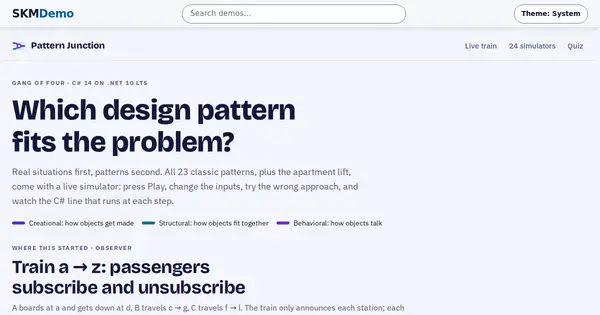 Preview of Pattern Junction — C# Design Pattern Simulators