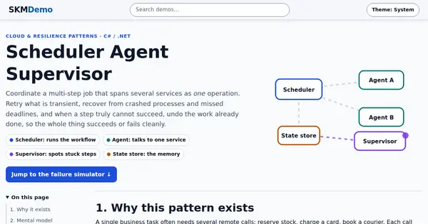 Preview of Scheduler Agent Supervisor Pattern in C# and .NET